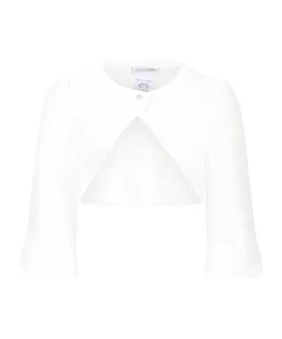 Monnalisa Kids' Round Collar Short Jacket In White