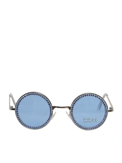 Monnalisa Round Glasses With Rhinestones In Blue