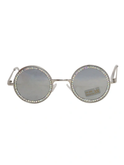 Monnalisa Round Glasses With Rhinestones In Grey