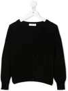 Monnalisa Round Neck Cardigan In Black