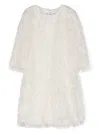 Monnalisa Round-neck Fringe Dress In White