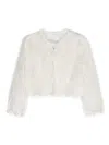 Monnalisa Round-neck Fringed Jacket In White