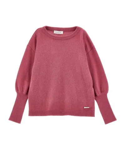 Monnalisa Round Neck Sweater In Pink
