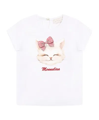 Monnalisa Round Neck T-shirt In White