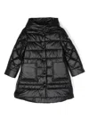 Monnalisa Rubberised-logo Coat In Black