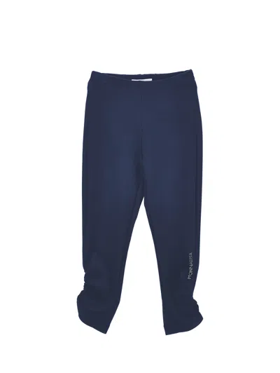 Monnalisa Kids'   Ruched Milano Stitch Leggings In Dark Blue