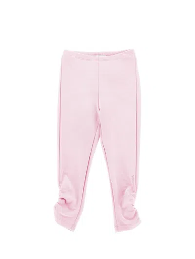 Monnalisa Kids'   Ruched Milano Stitch Leggings In Rosa Fairy Tale