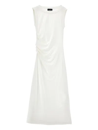 Monnalisa Kids' Ruched Sleveless Dress In White