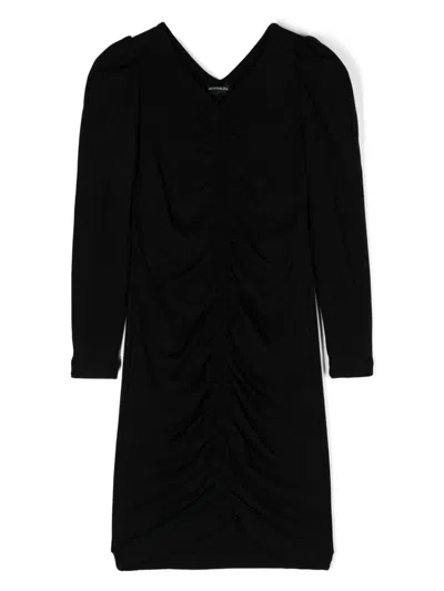 Monnalisa Kids' Ruched Textured Minidress In Black