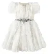 Monnalisa Tulle Dress With Ruffles And Polka Dots In White