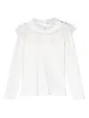 Monnalisa Ruffle-collar Stretch-cotton T-shirt In White