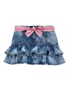 Monnalisa Skirt With Ruffles And Bow In Blue