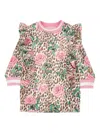 Monnalisa Ruffle-detail Floral-print Dress In Multi