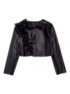 Monnalisa Ruffle-detail Jacket In Black