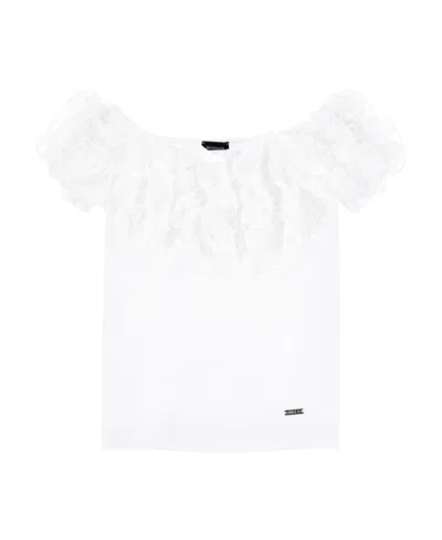 Monnalisa Ruffle-detail T-shirt In White
