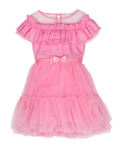 Monnalisa Kids' Ruffle-detail Tulle Dress In Pink