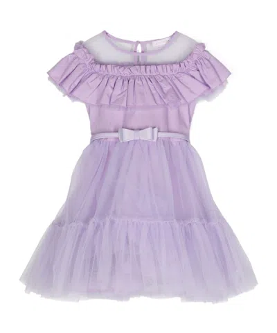 Monnalisa Kids' Ruffle-detail Tulle Dress In Purple