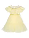 Monnalisa Ruffle-detail Tulle Dress In Yellow
