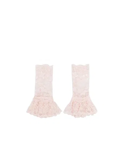 Monnalisa Kids' Ruffle Lace-embroidery Gloves In 0092 Pink