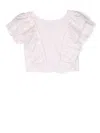 Monnalisa Ruffle-trim Cotton T-shirt In Pink