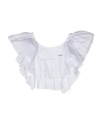 Monnalisa Ruffle-trim Cropped Blouse In White
