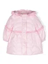 Monnalisa Ruffle-trim Hooded Coat In Pink