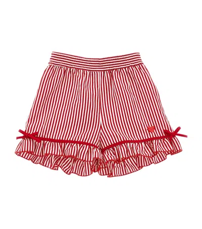 Monnalisa Kids' Ruffle-trim Stripe Shorts In Red