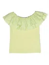 Monnalisa Ruffle-trimmed Cotton Top In Green