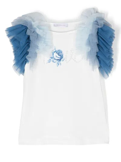 Monnalisa Kids' Ruffle-trim Detail T-shirt In White