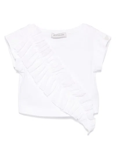 Monnalisa Kids' Ruffled-appliqué T-shirt In White