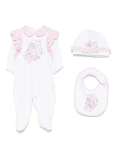 Monnalisa Ruffled Babygrow Set In White