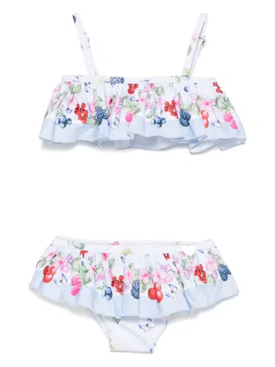 Monnalisa Kids' Ruffled Bikini In Blue