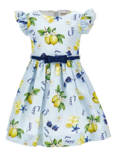 Monnalisa Kids' Ruffled Bow-belt Dress In White