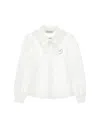 Monnalisa Ruffled Bow Shirt In Neutral