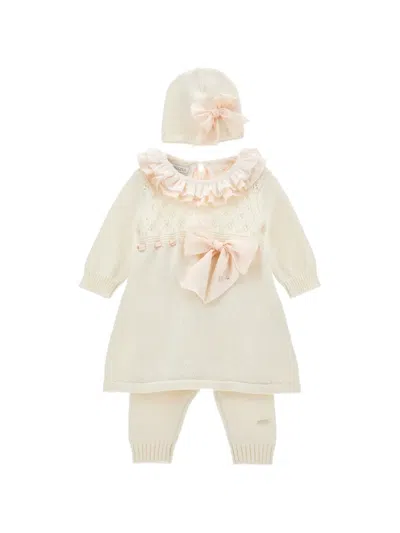 Monnalisa Babies' Ruffled Bow-detail Trousers Set (set Of Three) In Neutral