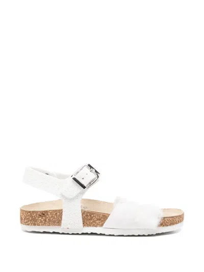 Monnalisa Ruffled Buckle Sandals In White