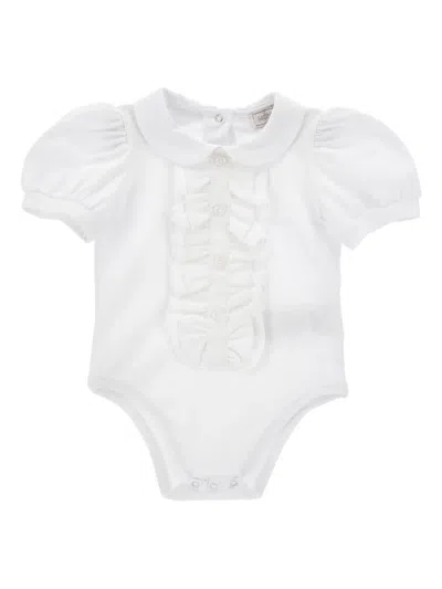 Monnalisa Babies' Ruffled Button-fastening Bodies In White