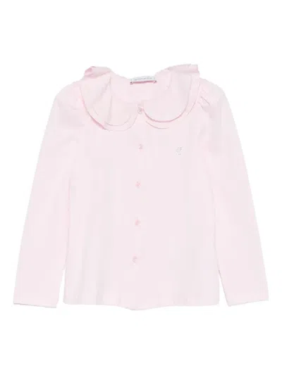 Monnalisa Kids' Ruffled Collar Shirt In Pink