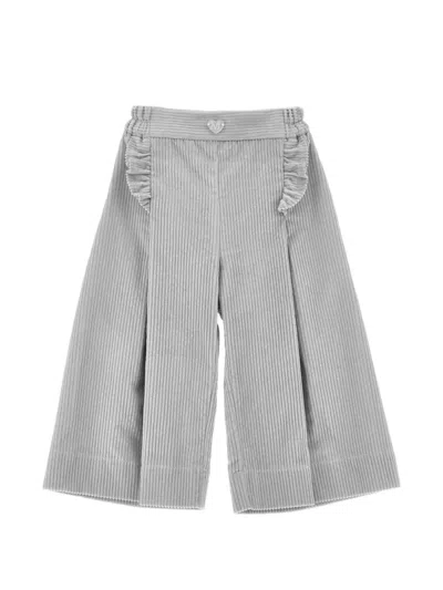 Monnalisa Babies' Ruffled Corduroy Trousers In Gray