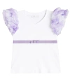 Monnalisa Ruffled Cotton-blend Top In Multicoloured