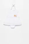 Monnalisa Ruffled Cotton Rompers In 白色