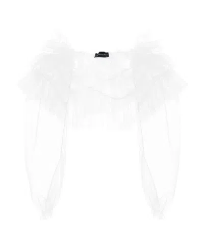 Monnalisa Ruffled Cropped Blouse In White