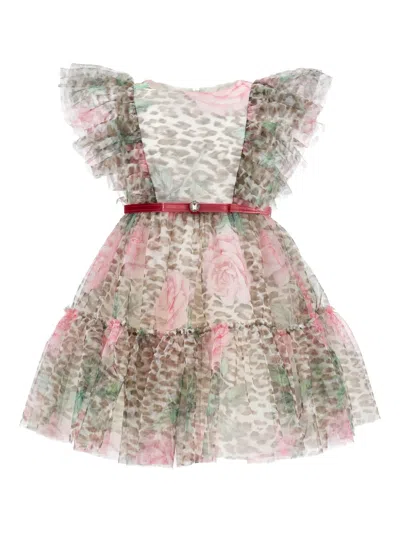 Monnalisa Kids' Ruffled-detail Floral Dress In Multi