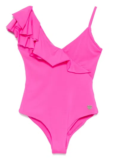 Monnalisa Ruffled-detail Swimsuit In ピンク