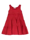 Monnalisa Ruffled-detailing Cotton Dress In Red