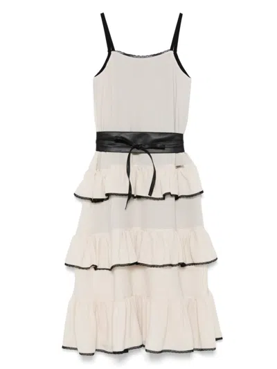 Monnalisa Kids' Ruffled-detailing Dress In Neutrals