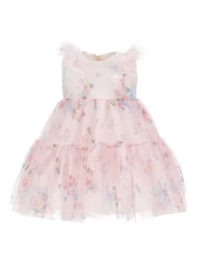 Monnalisa Babies' Ruffled Floral Dress In Pink