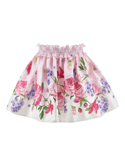 Monnalisa Kids' Ruffled Floral-print Skirt In Multi