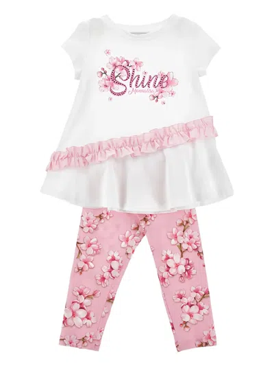 Monnalisa Kids' Ruffled Floral-print Tracksuit In Pink