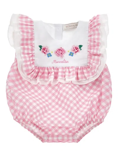Monnalisa Babies' Ruffled Floral Romper In Pink